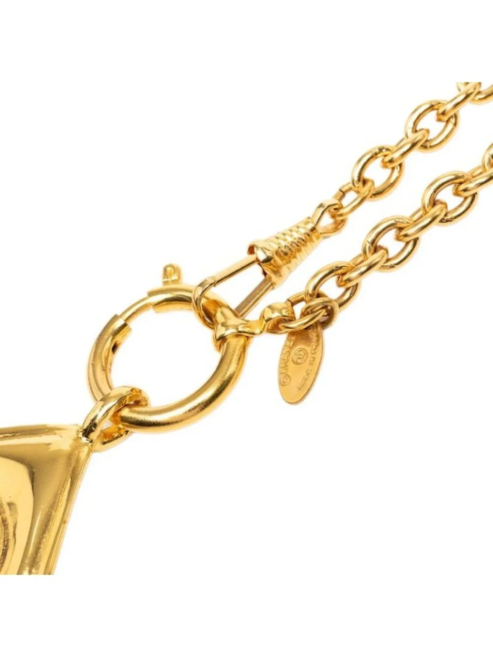 Chanel CC Logo Diamond Rogue Chain Pendant Gold Plated